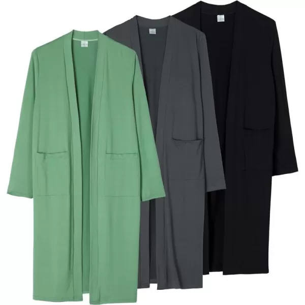 Real Essentials 3 Pack Womens Long Sleeve OpenFront Cardigan with Pockets Available in Plus SizeStandard Set 8