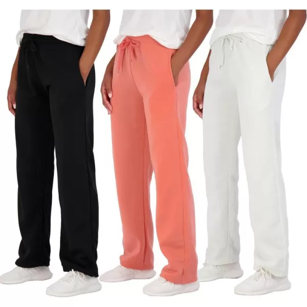 Real Essentials 3 Pack Womens Relaxed Fit Fleece Open Bottom Sweatpants  Casual Athleisure Available in PlusPlus Size Set 5