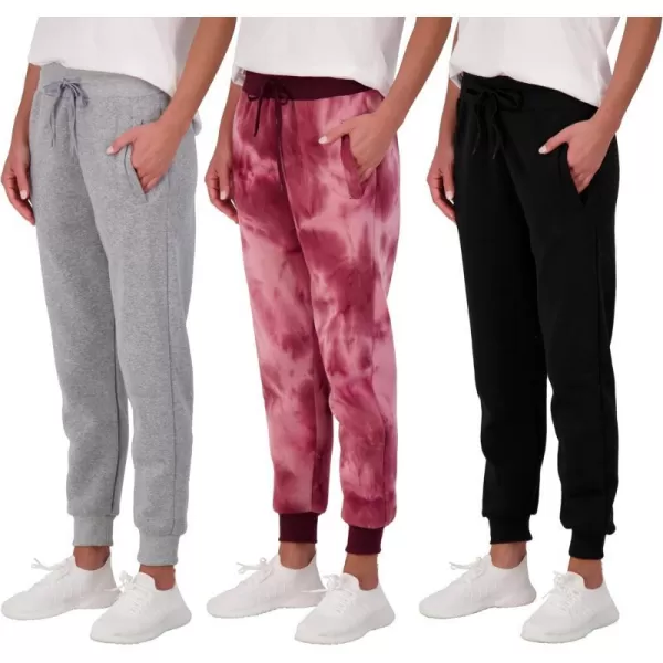 Real Essentials 3 Pack Womens Relaxed Fit UltraSoft UltraWarm Fleece Jogger Sweatpants Available in Plus SizePlus Size Set 1