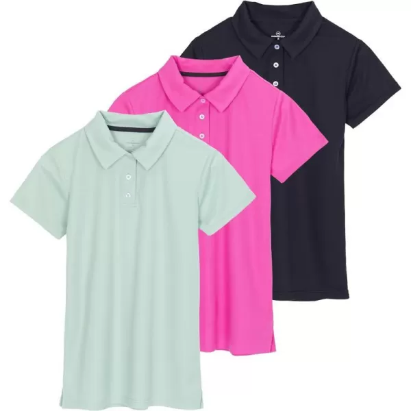 Real Essentials 3 Pack Womens Short Sleeve DryFit Performance Polo Shirt Available in PlusSet 1