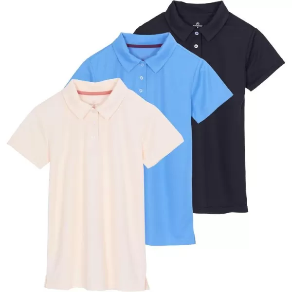 Real Essentials 3 Pack Womens Short Sleeve DryFit Performance Polo Shirt Available in PlusSet 2