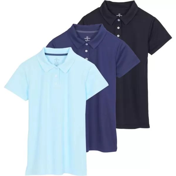 Real Essentials 3 Pack Womens Short Sleeve DryFit Performance Polo Shirt Available in PlusSet 3