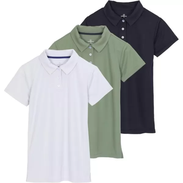 Real Essentials 3 Pack Womens Short Sleeve DryFit Performance Polo Shirt Available in PlusSet 5