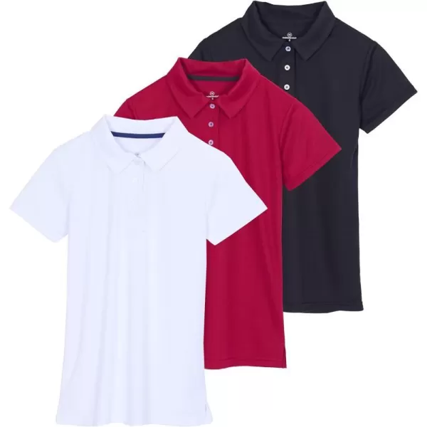 Real Essentials 3 Pack Womens Short Sleeve DryFit Performance Polo Shirt Available in PlusSet 6