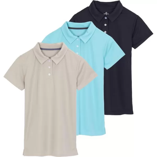 Real Essentials 3 Pack Womens Short Sleeve DryFit Performance Polo Shirt Available in PlusSet 8