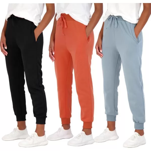 Real Essentials 3 Pack Womens UltraSoft  Warm Fleece Joggers Available in Plus SizeSet 10