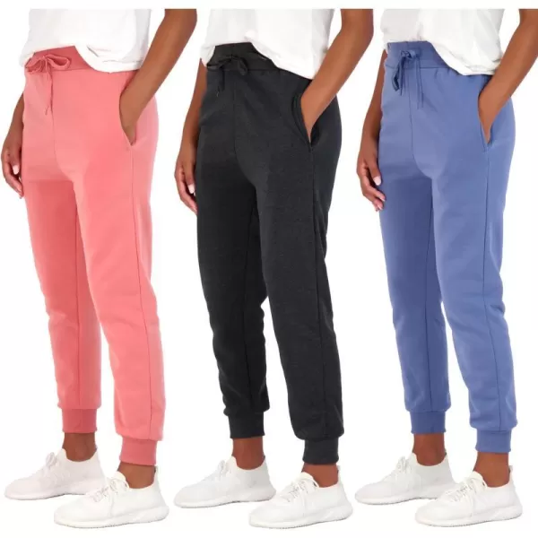 Real Essentials 3 Pack Womens UltraSoft  Warm Fleece Joggers Available in Plus SizeSet 11