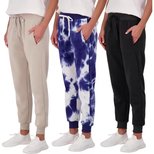 Real Essentials 3 Pack Womens UltraSoft  Warm Fleece Joggers Available in Plus SizeSet 4