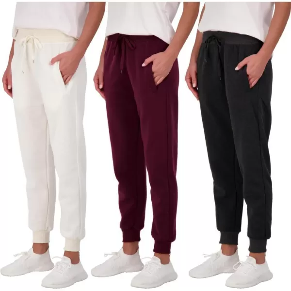 Real Essentials 3 Pack Womens UltraSoft  Warm Fleece Joggers Available in Plus SizeSet 6