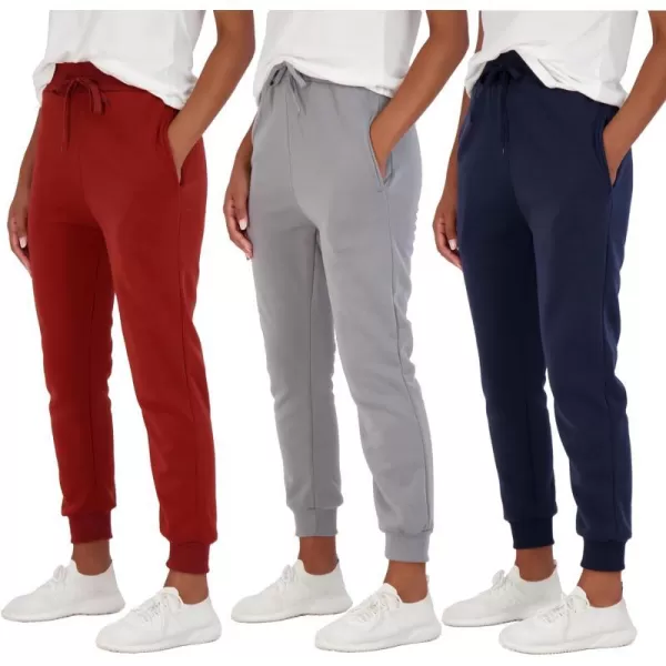 Real Essentials 3 Pack Womens UltraSoft  Warm Fleece Joggers Available in Plus SizeSet 9