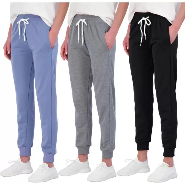 Real Essentials 3 Pack Womens UltraSoft Cotton French Terry Joggers Available in PlusSet 4