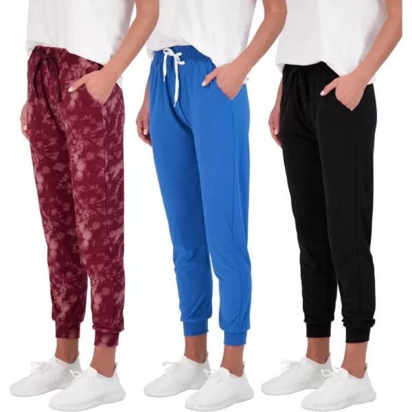 Real Essentials 3 Pack Womens UltraSoft Lounge Joggers Athletic Yoga Pants with Pockets Available in Plus SizeJogger Set 7