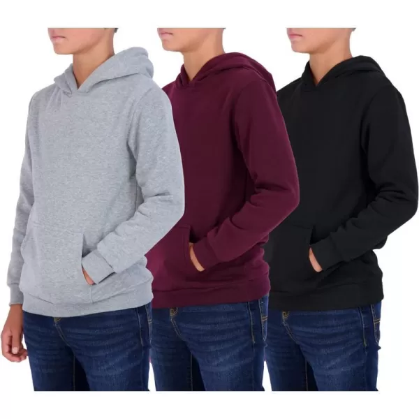 Real Essentials 3 Pack Youth Fleece Long Sleeve Soft Pullover Hoodie Sweatshirt  Boys amp GirlsSet 2