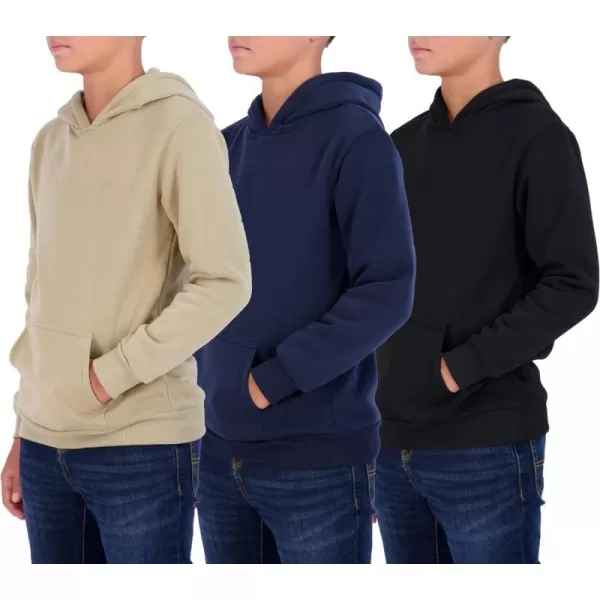 Real Essentials 3 Pack Youth Fleece Long Sleeve Soft Pullover Hoodie Sweatshirt  Boys amp GirlsSet 3