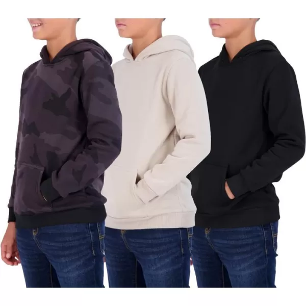 Real Essentials 3 Pack Youth Fleece Long Sleeve Soft Pullover Hoodie Sweatshirt  Boys amp GirlsSet 4