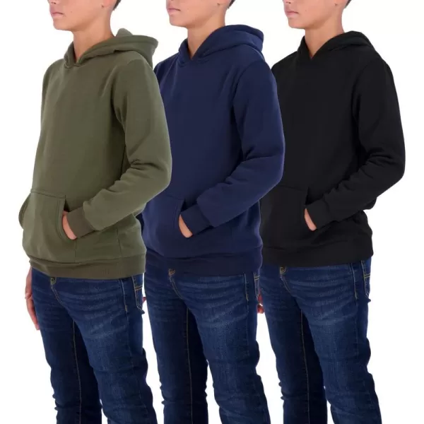 Real Essentials 3 Pack Youth Fleece Long Sleeve Soft Pullover Hoodie Sweatshirt  Boys amp GirlsSet 6