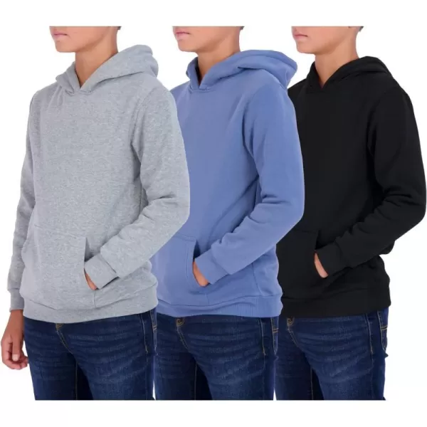 Real Essentials 3 Pack Youth Fleece Long Sleeve Soft Pullover Hoodie Sweatshirt  Boys amp GirlsSet 7