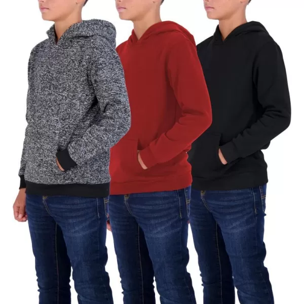 Real Essentials 3 Pack Youth Fleece Long Sleeve Soft Pullover Hoodie Sweatshirt  Boys amp GirlsSet 8