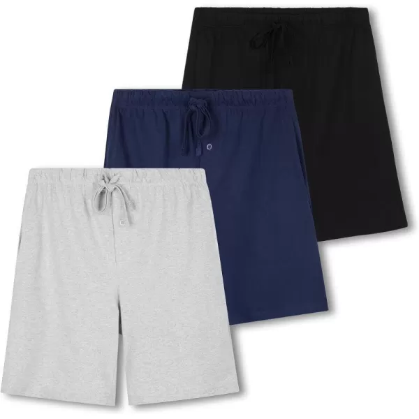 Real Essentials 3 PackMens Cotton UltraSoft Knit Sleep Pajama Shorts amp Lounge Wear Available In Big amp TallBig amp Tall Set F