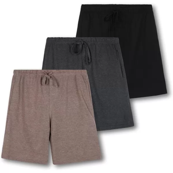 Real Essentials 3 PackMens Cotton UltraSoft Knit Sleep Pajama Shorts amp Lounge Wear Available In Big amp TallStandard Set B