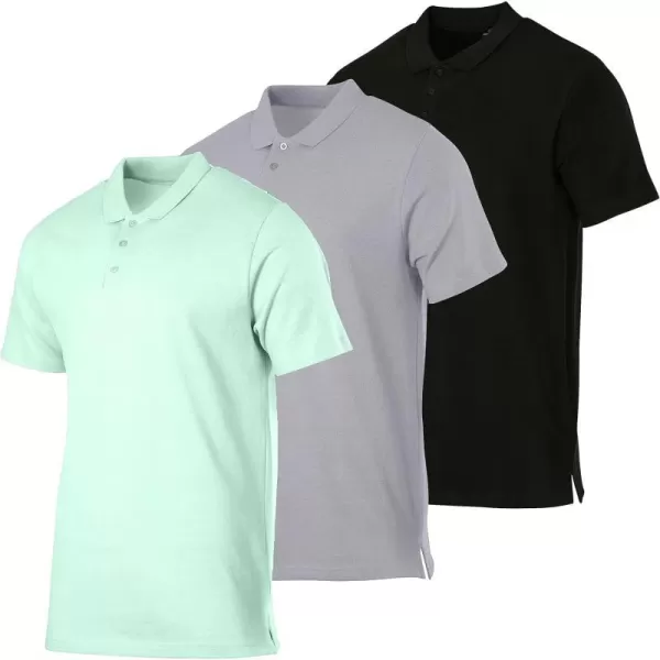 Real Essentials 3 amp 4 Pack Mens Cotton Pique Short Sleeve Polo Shirt  Performance Polo Available in Big amp TallPack Of 3 Polos Set B