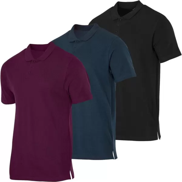 Real Essentials 3 amp 4 Pack Mens Cotton Pique Short Sleeve Polo Shirt  Performance Polo Available in Big amp TallPack Of 3 Polos Set C