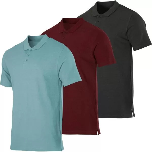 Real Essentials 3 amp 4 Pack Mens Cotton Pique Short Sleeve Polo Shirt  Performance Polo Available in Big amp TallPack Of 3 Polos Set D