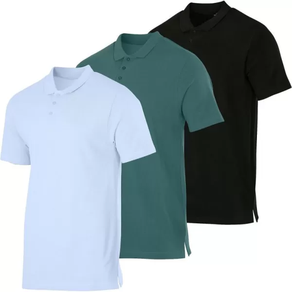 Real Essentials 3 amp 4 Pack Mens Cotton Pique Short Sleeve Polo Shirt  Performance Polo Available in Big amp TallPack Of 3 Polos Set E