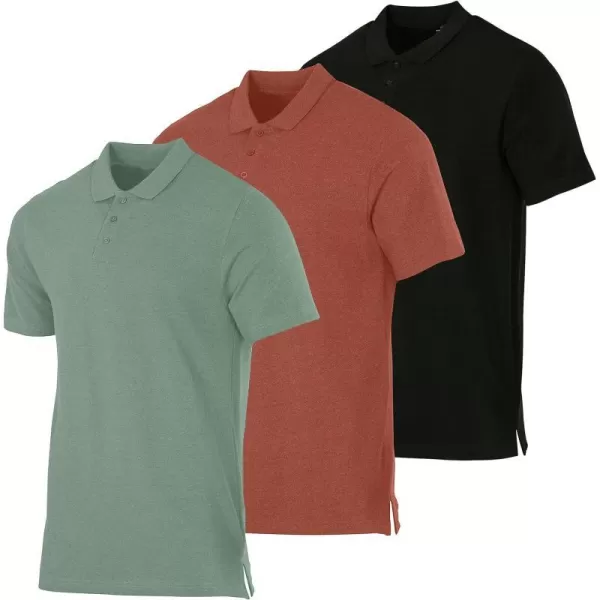 Real Essentials 3 amp 4 Pack Mens Cotton Pique Short Sleeve Polo Shirt  Performance Polo Available in Big amp TallPack Of 3 Polos Set F