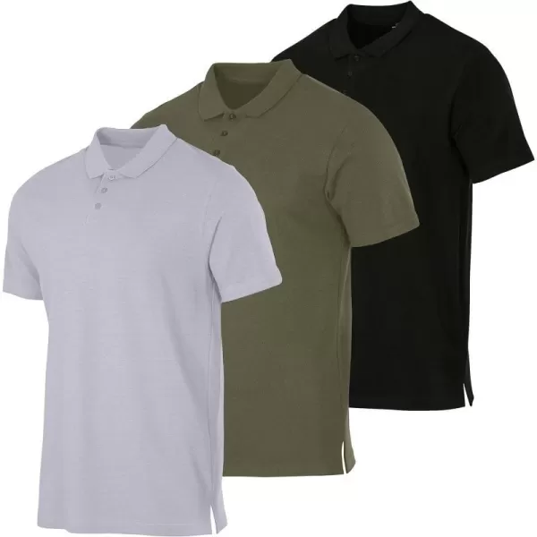 Real Essentials 3 amp 4 Pack Mens Cotton Pique Short Sleeve Polo Shirt  Performance Polo Available in Big amp TallPack Of 3 Polos Set G