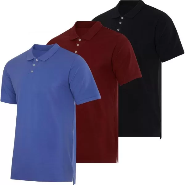 Real Essentials 3 amp 4 Pack Mens Cotton Pique Short Sleeve Polo Shirt  Performance Polo Available in Big amp TallPack Of 3 Polos Set J