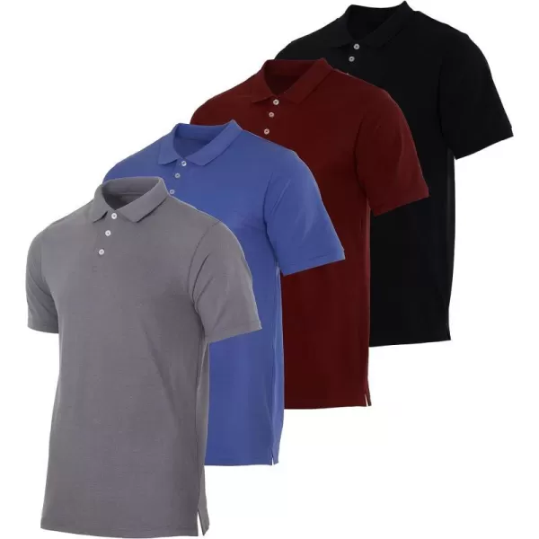 Real Essentials 3 amp 4 Pack Mens Cotton Pique Short Sleeve Polo Shirt  Performance Polo Available in Big amp TallPack of 4 Polos Set 10