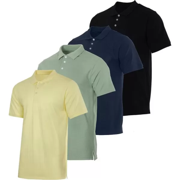 Real Essentials 3 amp 4 Pack Mens Cotton Pique Short Sleeve Polo Shirt  Performance Polo Available in Big amp TallPack of 4 Polos Set 12