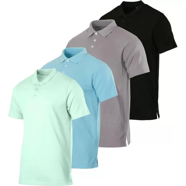 Real Essentials 3 amp 4 Pack Mens Cotton Pique Short Sleeve Polo Shirt  Performance Polo Available in Big amp TallPack of 4 Polos Set 2