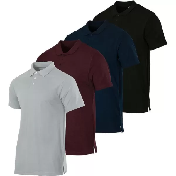 Real Essentials 3 amp 4 Pack Mens Cotton Pique Short Sleeve Polo Shirt  Performance Polo Available in Big amp TallPack of 4 Polos Set 3