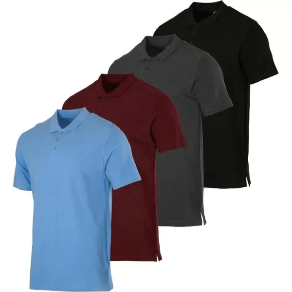 Real Essentials 3 amp 4 Pack Mens Cotton Pique Short Sleeve Polo Shirt  Performance Polo Available in Big amp TallPack of 4 Polos Set 4