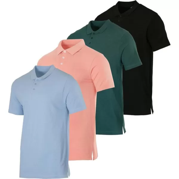 Real Essentials 3 amp 4 Pack Mens Cotton Pique Short Sleeve Polo Shirt  Performance Polo Available in Big amp TallPack of 4 Polos Set 5