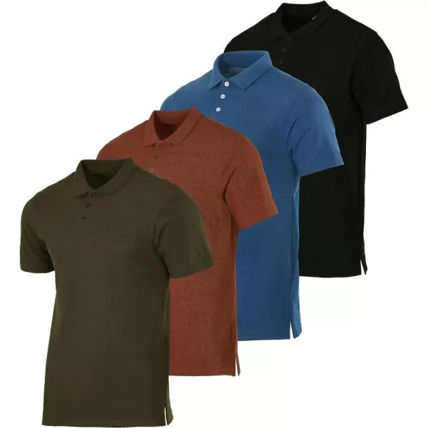 Real Essentials 3 amp 4 Pack Mens Cotton Pique Short Sleeve Polo Shirt  Performance Polo Available in Big amp TallPack of 4 Polos Set 6