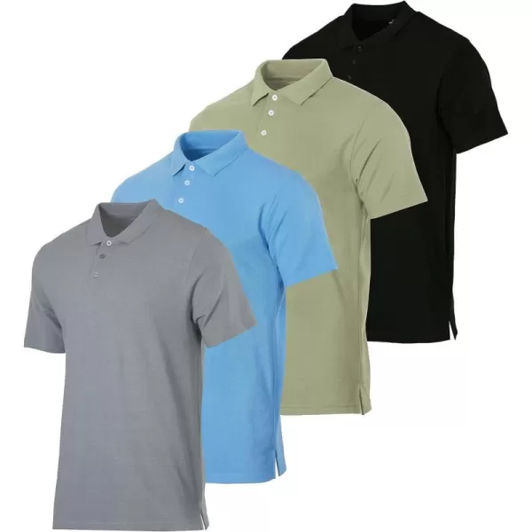 Real Essentials 3 amp 4 Pack Mens Cotton Pique Short Sleeve Polo Shirt  Performance Polo Available in Big amp TallPack of 4 Polos Set 7