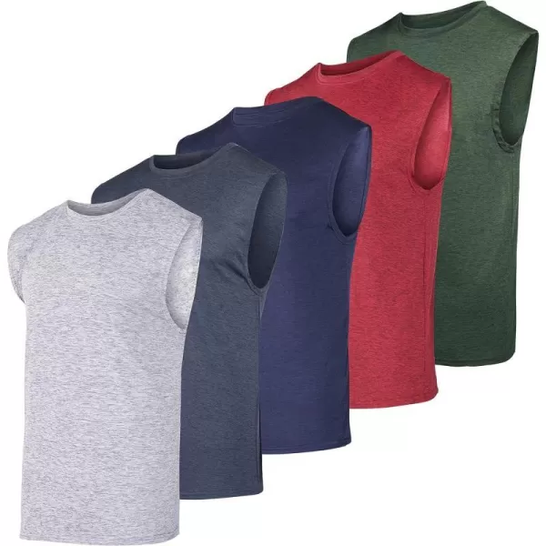 Real Essentials 3 amp 5 Pack Mens DryFit Active Athletic Tech Tank Top  Regular and Big amp Tall Sizes S5XLTRegular Regular Size  Set B