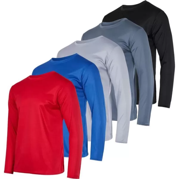 Real Essentials 3 amp 5 Pack Mens Mesh Quick Dry Athletic Long Sleeve TShirt UPF SPF UV Sun Available in Big amp TallStandard 5 Pack Set 2