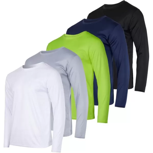 Real Essentials 3 amp 5 Pack Mens Mesh Quick Dry Athletic Long Sleeve TShirt UPF SPF UV Sun Available in Big amp TallStandard 5 Pack Set 5