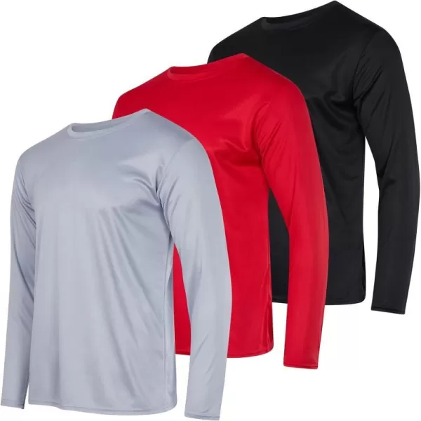 Real Essentials 3 amp 5 Pack Mens Mesh Quick Dry Athletic Long Sleeve TShirt UPF SPF UV Sun Available in Big amp TallStandard Set 2