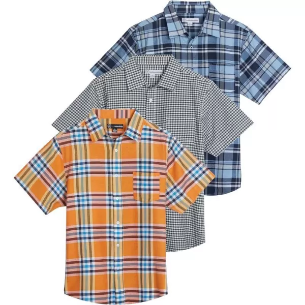 Real Essentials 3Pack Mens RegularFit Short Sleeve Poplin Button Down Shirt with Pocket Available in Big amp TallStandard Set 8