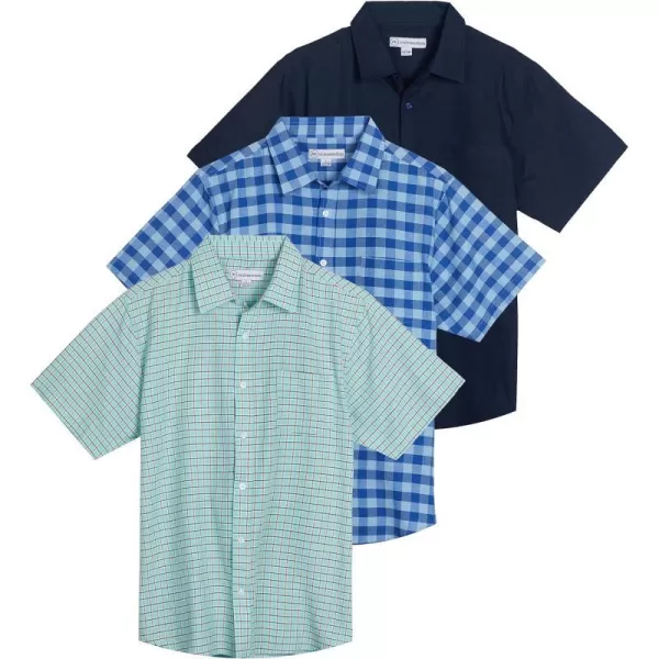 Real Essentials 3Pack Mens RegularFit Short Sleeve Poplin Button Down Shirt with Pocket Available in Big amp Tallbigtall Set 6