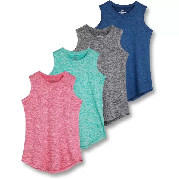 Real Essentials 4 Pack Girls Active Dry Fit Performance Tank TopSet 2