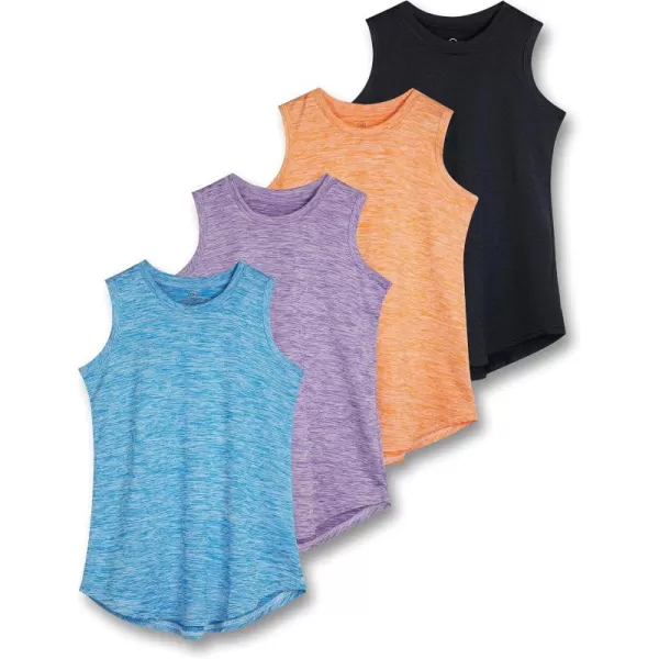 Real Essentials 4 Pack Girls Active Dry Fit Performance Tank TopSet 3