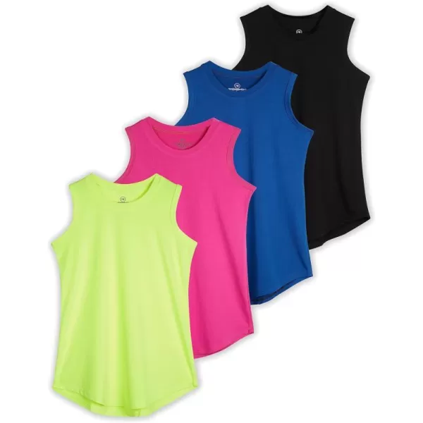 Real Essentials 4 Pack Girls Active Dry Fit Performance Tank TopSet 5