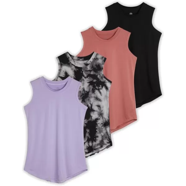 Real Essentials 4 Pack Girls Active Dry Fit Performance Tank TopSet 7