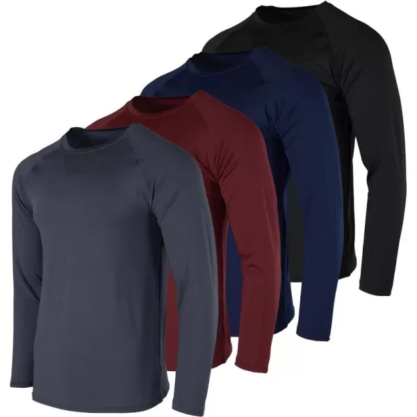 Real Essentials 4 Pack Mens Compression LongSleeve TShirt Athletic Cold Weather Baselayer Available in Big amp Tallbigtall Set G